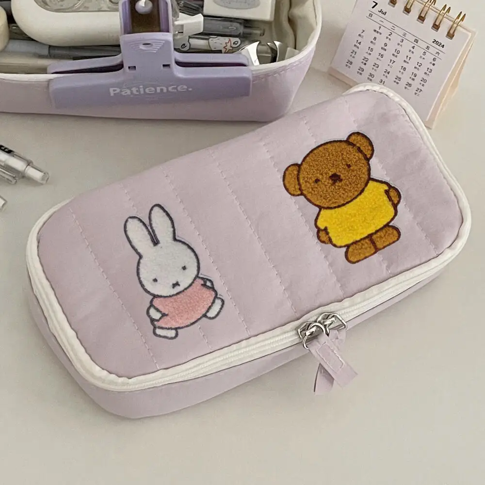 미피 필통 고급스러운 외관 학생용 휴대용 마카롱 심플 문구함 대용량 세로형 바 스토리지 백