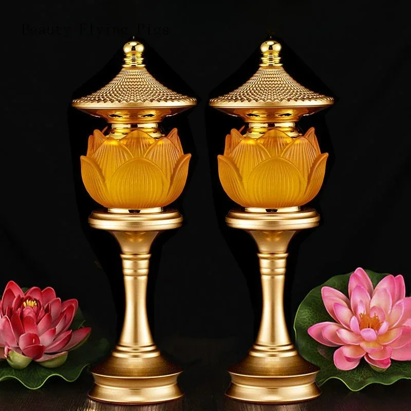 2PCS Creative Alloy Crystal Colorful Lotus Simulated Candlestick Divine Table Candlestick Divine Stove Candle Holders