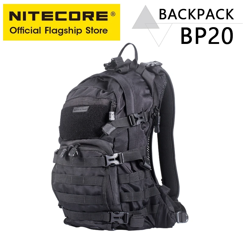 Nitecore bp20 20l mochila de viagem saco de viagem 1000d náilon trekking caça pesca tático mochilas sistema molle masculino feminino