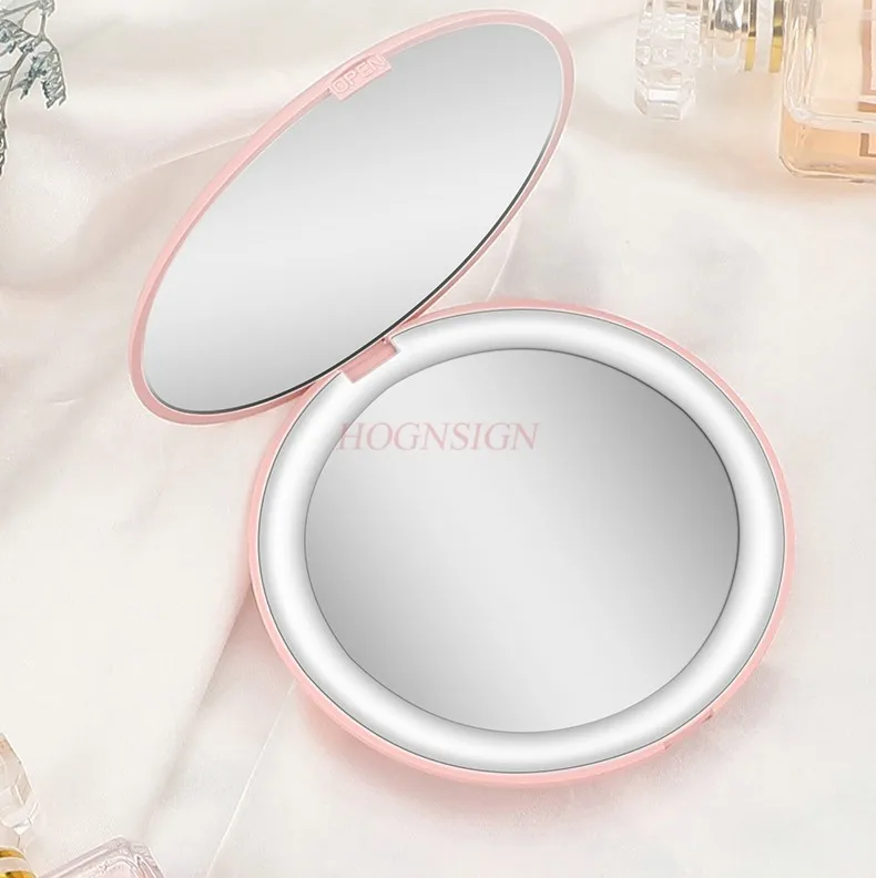 

Handheld foldable small mirror, portable LED makeup mirror with light, makeup mirror, cute and portable