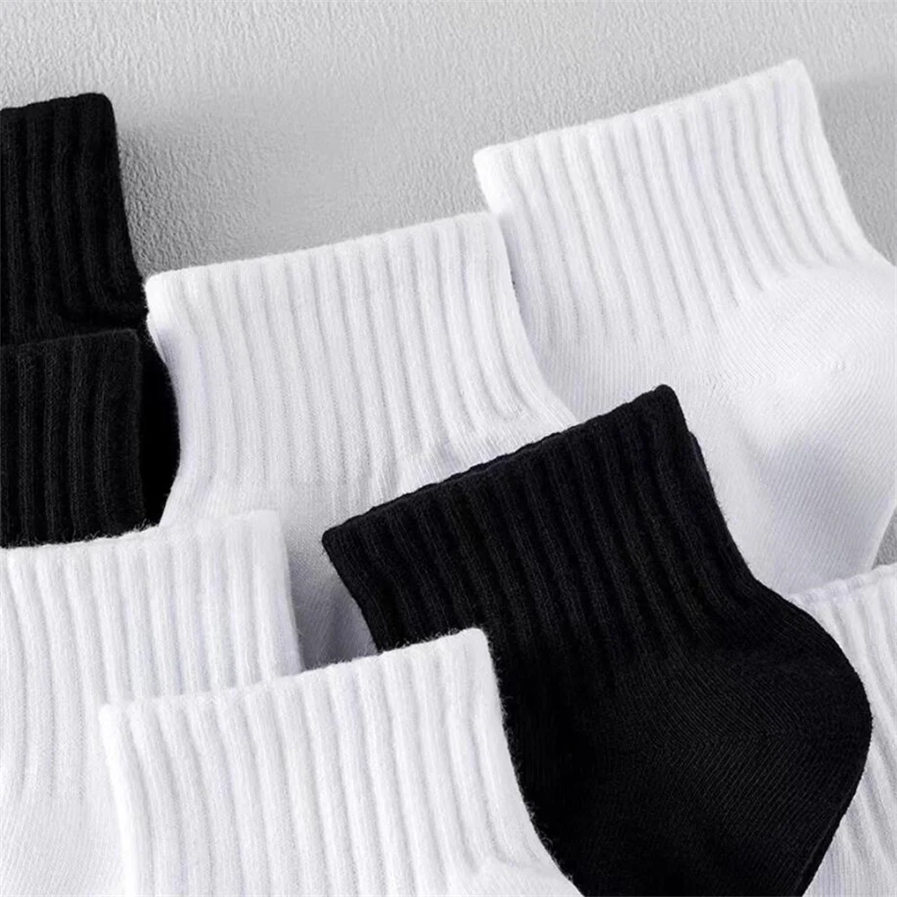 5/10 Pairs Men's Classic Black White 95% Cotton Short Socks High Quality Thin Low Cut Tube Socks Womens Sports Ankle Boat Socks