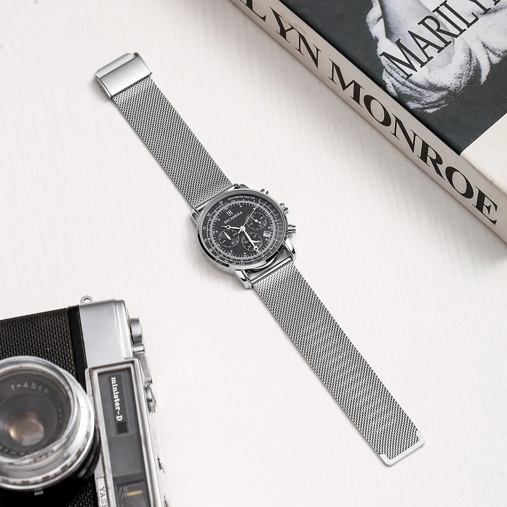 2025 Luxury Men's Quartz Watch Six Needle Multi functional Timing Calendar High end Fashion Wristwatch