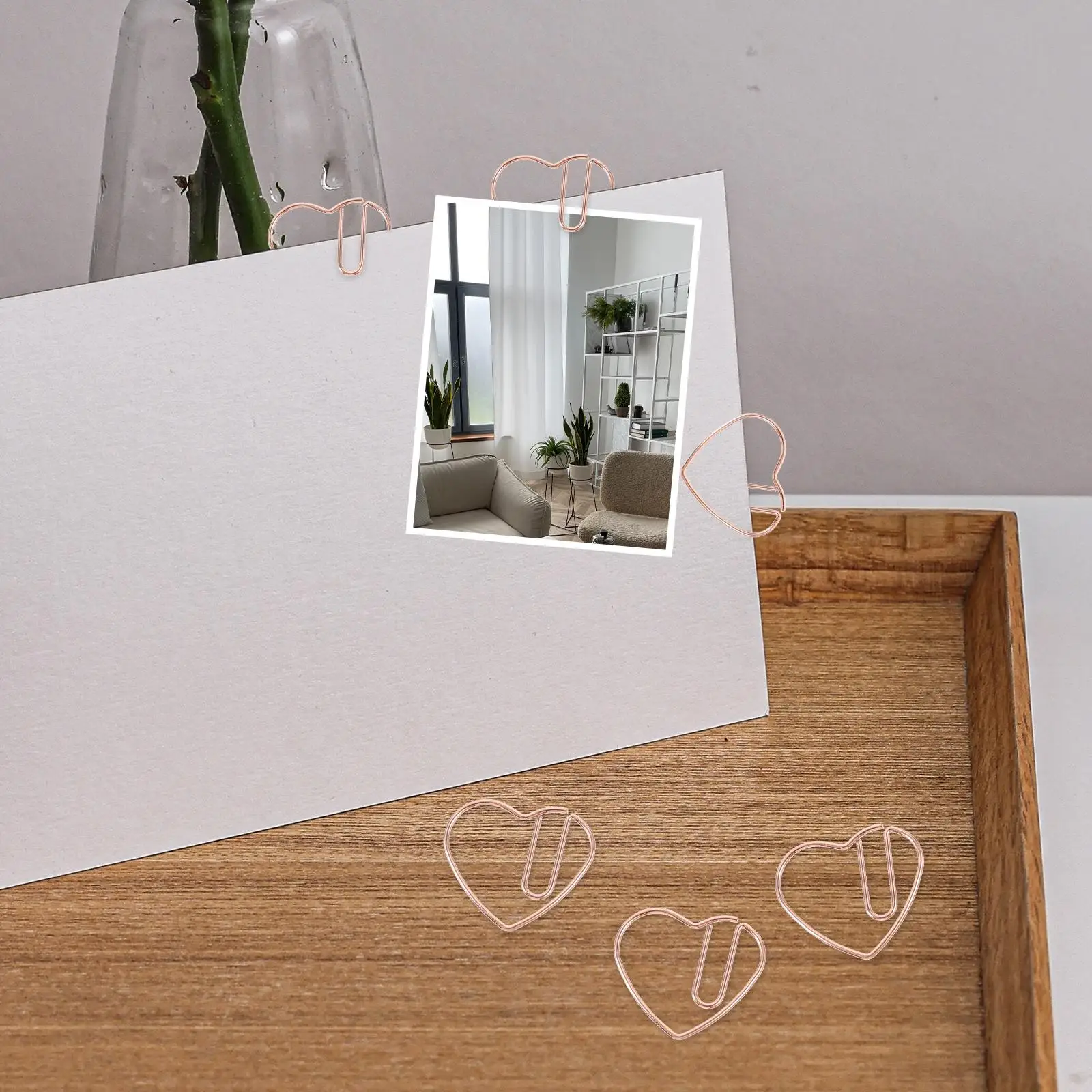 50 Pcs Document Clips File Crafts Decorative Paper for Metal Heart Shaped Paperclips