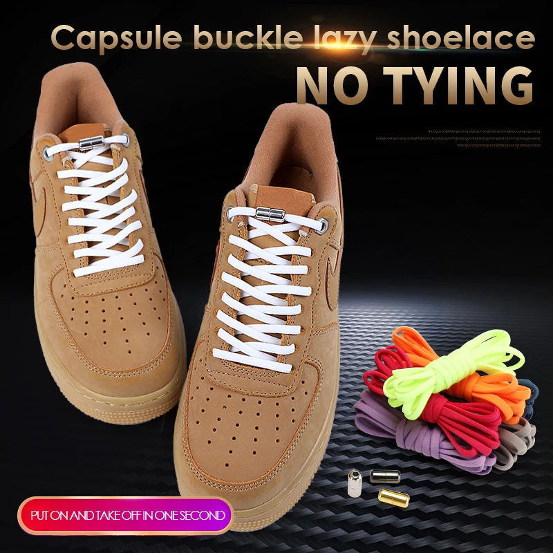 1Pair No tie Shoelaces Semicircle Shoe Laces For Kids and Adult Sneakers Elastic Shoelace Quick Lazy Metal Lock Laces