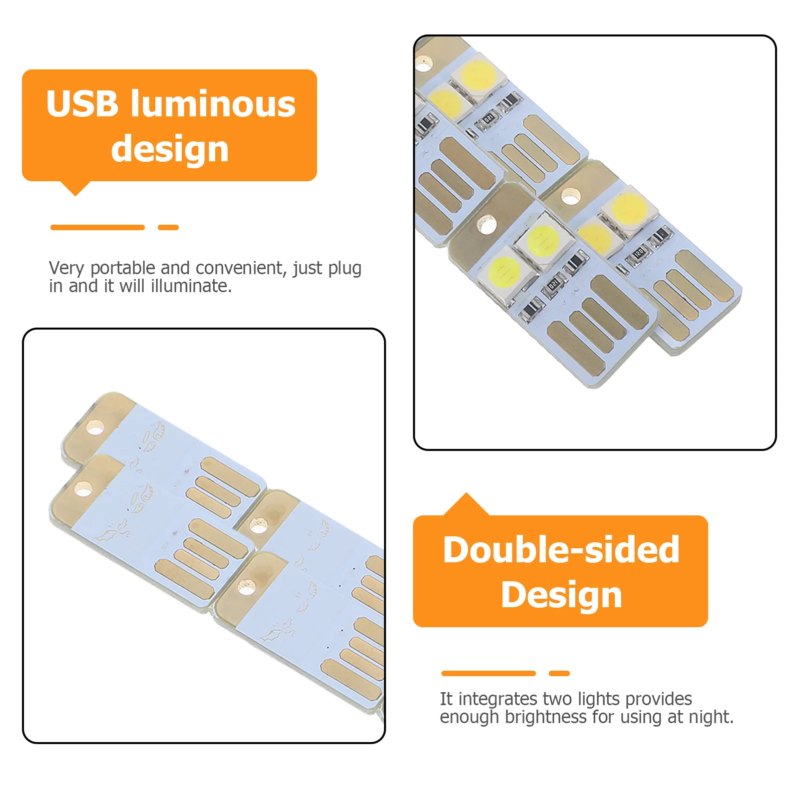 10 قطعة USB صغير على الوجهين للتوصيل LED ضوء الليل مصباح إمداد الطاقة المحمول للتخييم سطح المكتب الكمبيوتر مصباح إمداد الطاقة