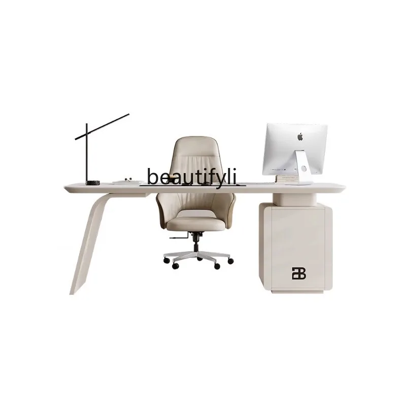 Desk Light Luxury Modern Simple and Light Luxury Stone Plate Desk Designer High Sense Computer Desk Study Desk