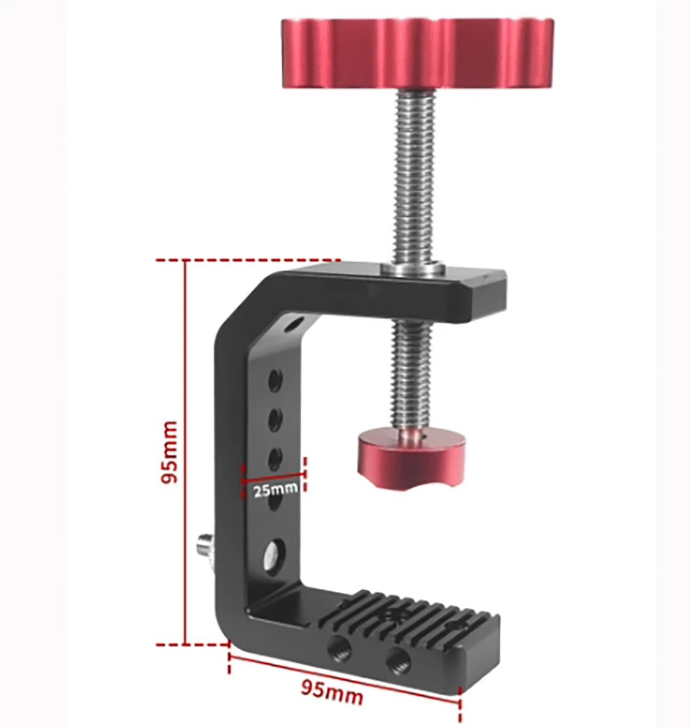 Abrazadera de alimentación para fotografía de 62mm, abrazadera de potencia tipo C, trípode, abrazadera de escritorio multifuncional, clip de fijación de metal, abrazadera 1/4 y 3/8