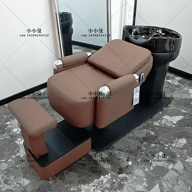 Light luxury barber shop semi-reclining shampoo bed ceramic deep basin hair shop fashion shampoo bed hair special flush bed