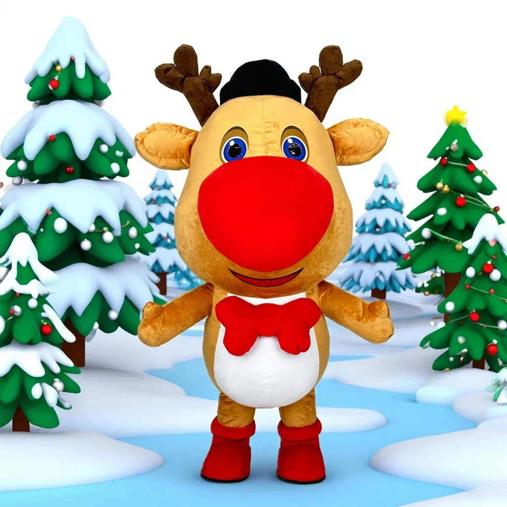 

Adult Christmas Deer Inflatable Plush Costume Mascot Halloween Character Cosplay No Battery Required for Party Performance