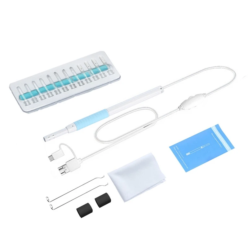 Limpiador de oídos otoscopio lente de 5,5 MM HD720P recogedor de oídos 3 en 1 Micro-USB tipo C cámara endoscópica de inspección