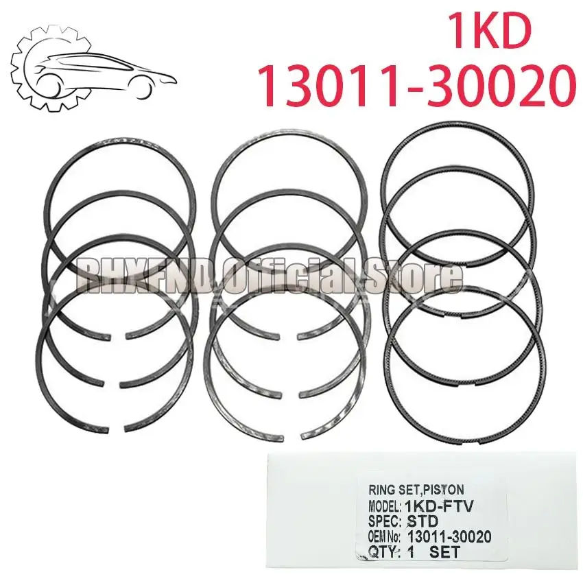 

13011-30020 size 96 * 2+1.5+3 is suitable for Toyota's new 1KD engine piston rings 13011-30020