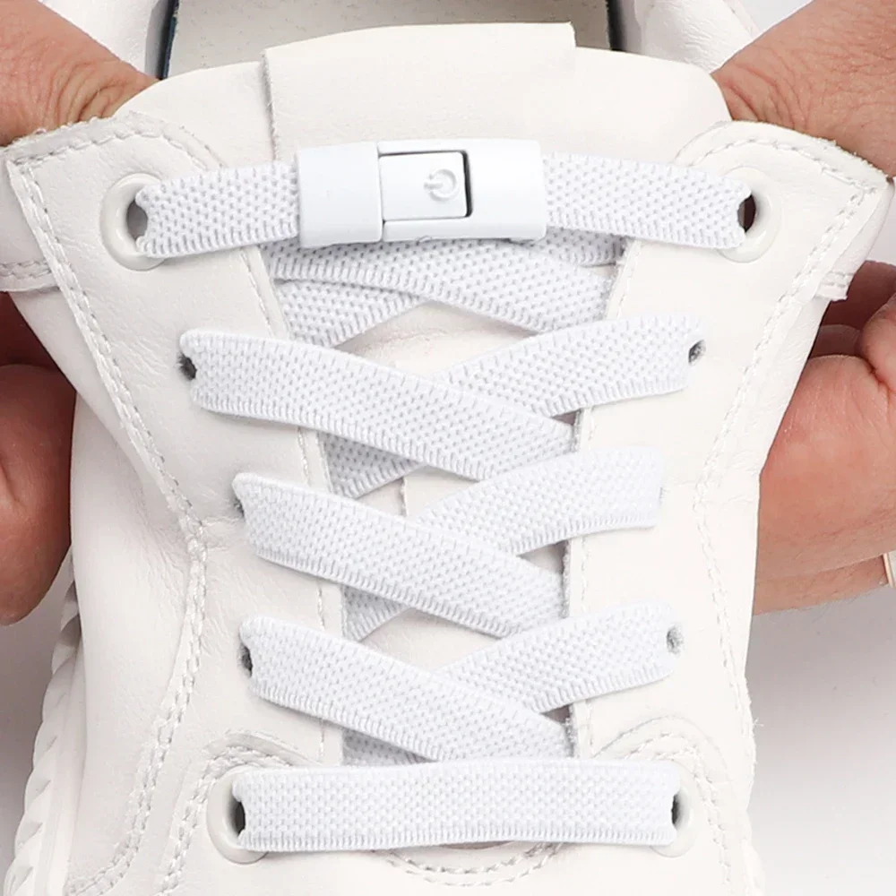 2023 lacci elastici senza cravatta Press Lock lacci piatti allargati da 8MM per Sneakers per bambini e adulti