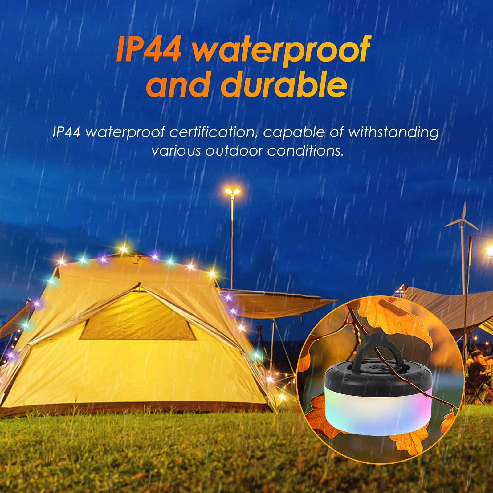 كشافات ليد قابلة لإعادة الشحن قابلة للطي ، إكليل التخييم ، سلسلة ليد خفيفة ، جو احتفالي ، إضاءة خيمة الحزب