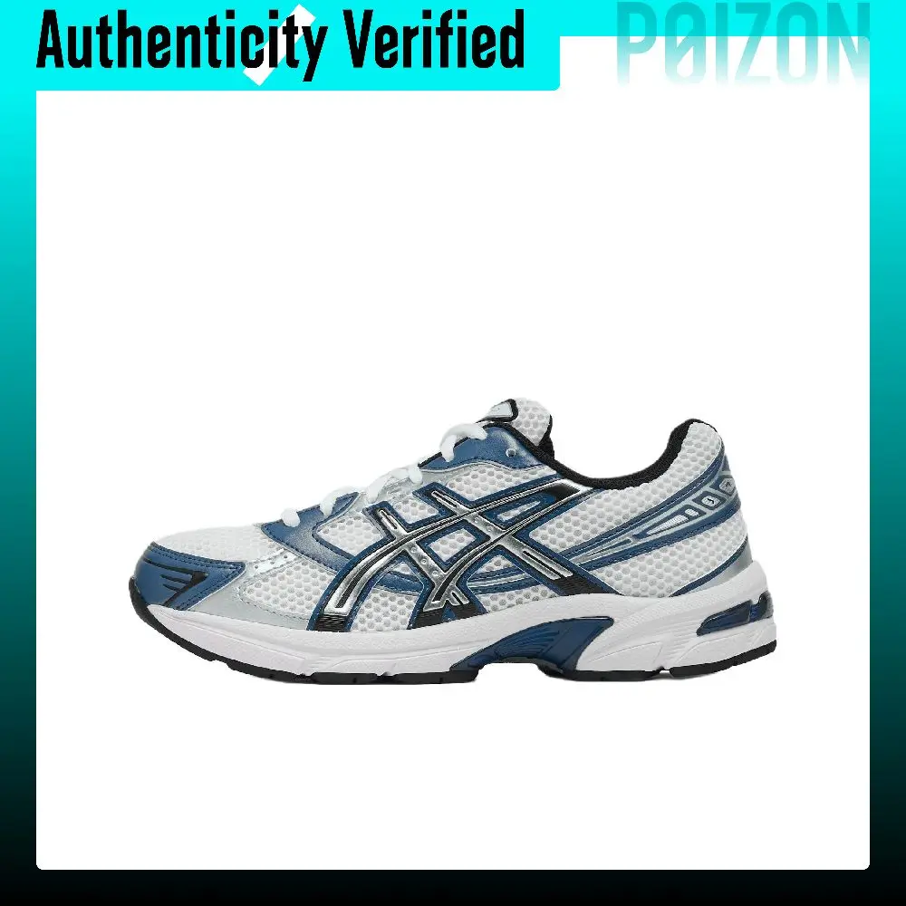 Zapatillas de running de larga distancia y sprint de caña baja ASICS Gel 1130 unisex, blancas y azules 1203A609-103