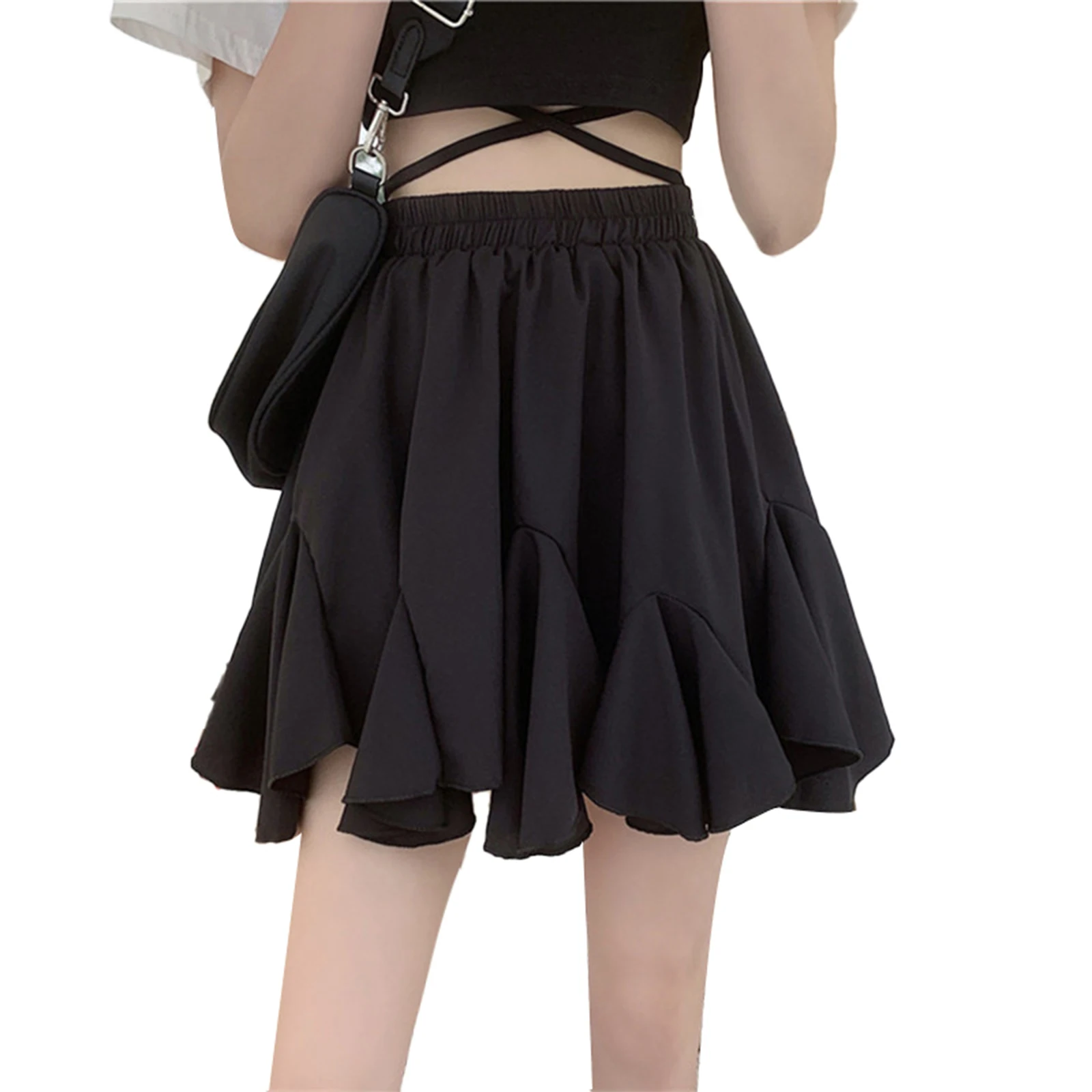 

Women's Sexy French Fishtail A-Line Skirt Fashion Solid High Waist Ruffle Short Mini Skirt Clubwear