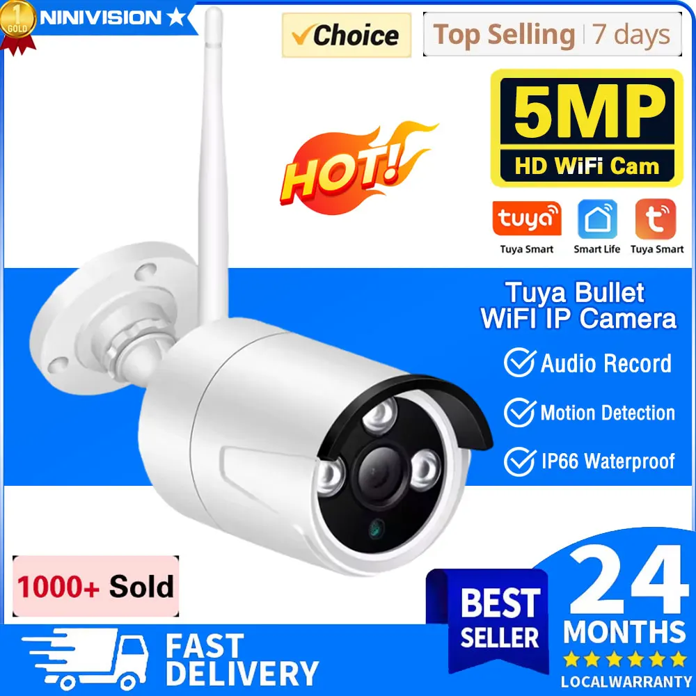 

5MP Wifi Camera IP Outdoor Ai Human Detect Audio HD IP Camera Infrared Night Vision Security CCTV Camera P2P Tuya Smart Life