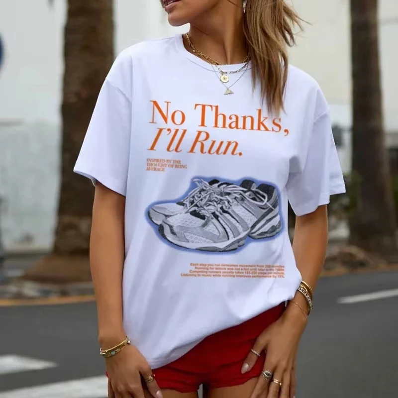 

No Thanks I'll Run Топы с графическим рисунком Спортивная футболка для марафона Летняя винтажная забавная футболка для бега Женская и мужская футболка для любителей бега