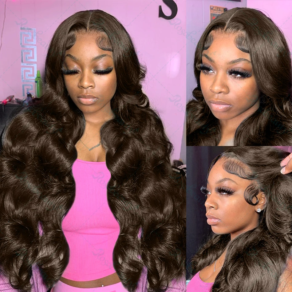 Rosabeauty Wigs Human Hair Chocolate Brown Colored Body Wave 13x6 HD Lace Front Wig Water Wavy Curly Brazilian 250%