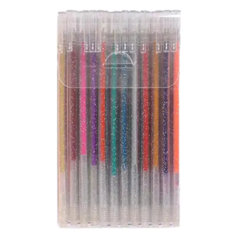 مجموعة أقلام جل لامعة ، أقلام جل فنية مع تألق ، حبر ناعم متعدد الألوان ، لوازم فنية للعبث
