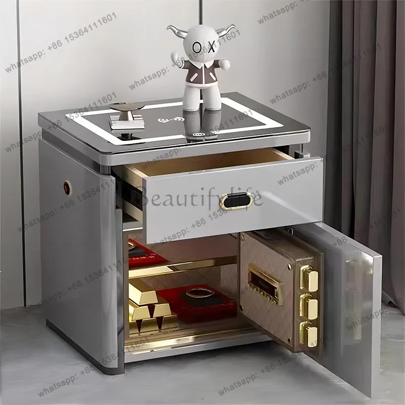 Integrated Cabinet Home Smart Anti-theft Drawer Bedside Fingerprint Nightstand Wireless Charging Speaker