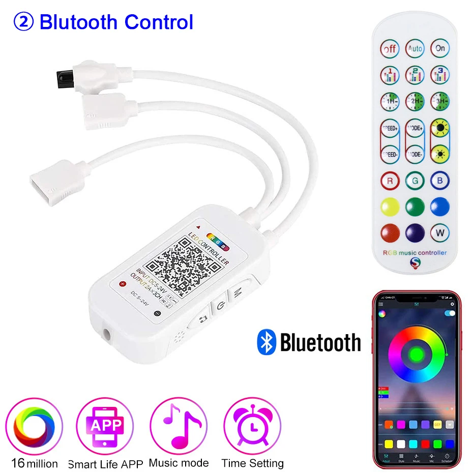 Tuya Smart Controller for Led RGB Strip Light Tape Dimmer DC12V IR Remote Bluetooth APP Wifi Control Work with Alexa Google Home