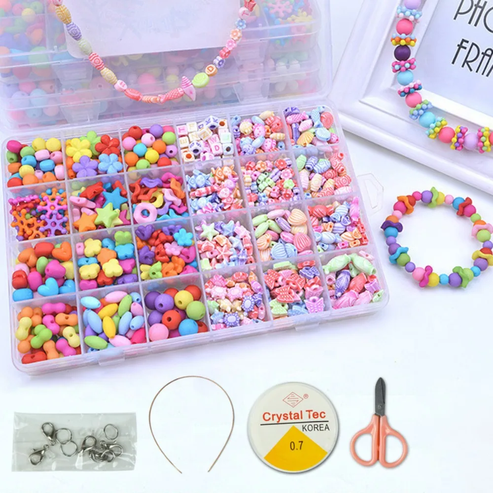 Arts Crafts DIY Handmade Beaded Kit Toy Jewelry Set Handmade DIY Making Beads Kit Toy Cute DIY Toy Beads Toys for Children Girl