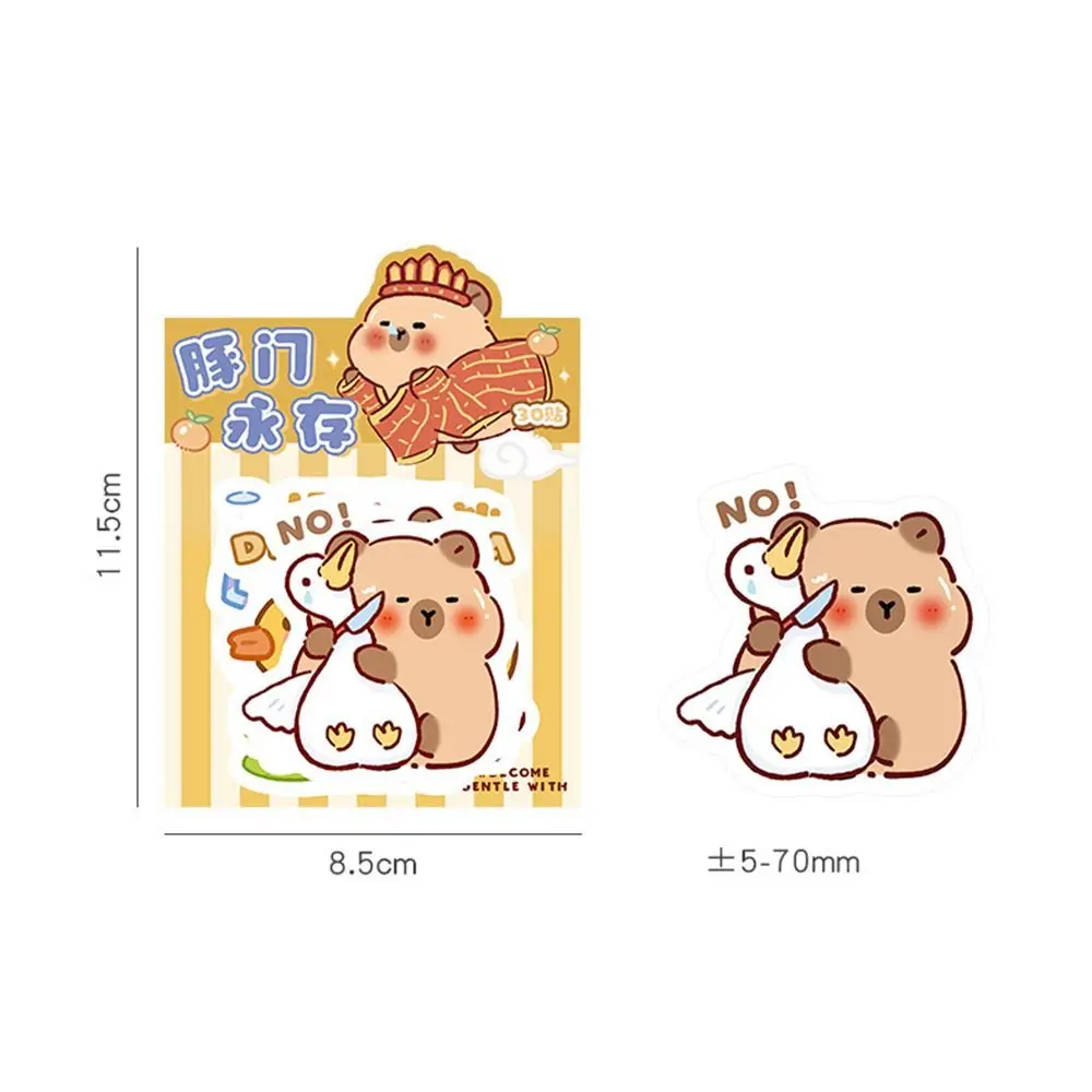 30 lembar/tas stiker Capybara lucu tahan air DIY buku tempel dekorasi multi-fungsi tahan lama stiker alat tulis