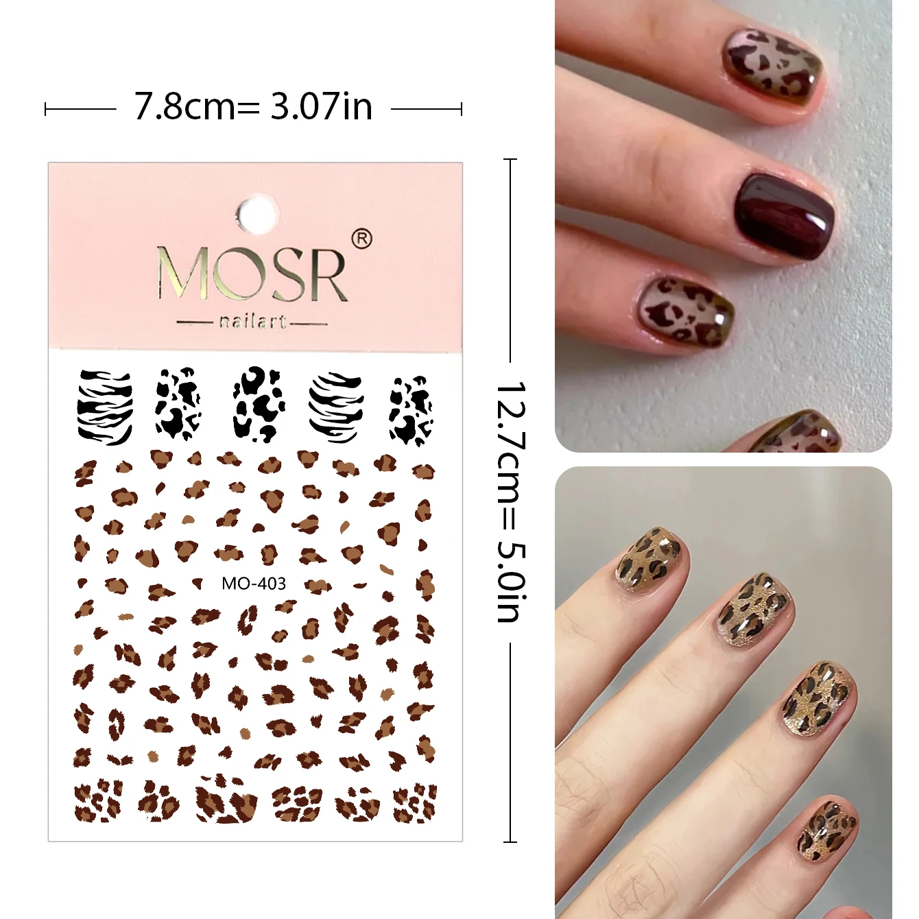 1pcs Autumn Winter Popular Leopard Print Nail Stickers Charm DIY Nail Decals Press On Nails Manicure Decoration Accessory  ﻿