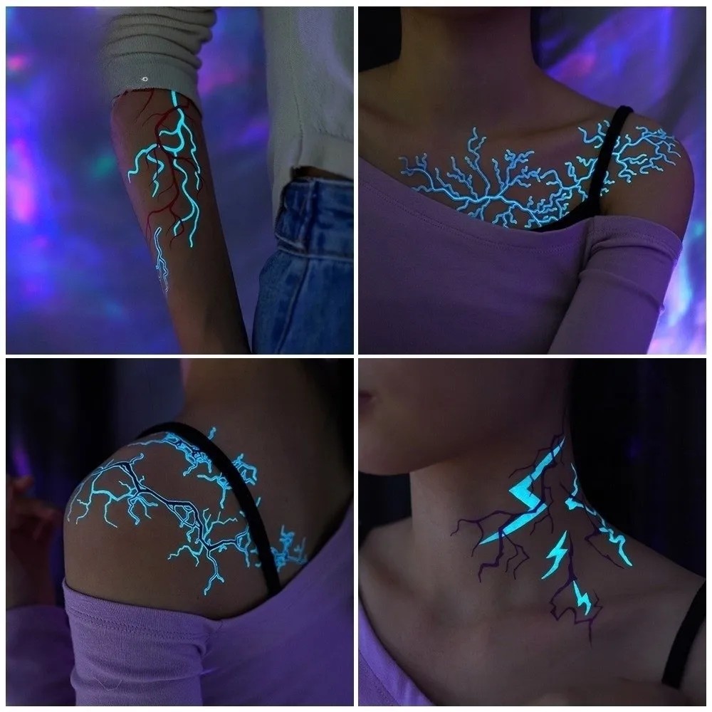 Crack Mark Temporary Tattoo Stickers Glow In The Dark Blood Vascular Luminous Tattoos Stickers Funny Waterproof