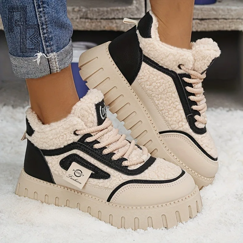 

Winter Warm Snow Boots for Women Plush High Top Shoes for Women Fashion Casual Sneakers Warm Comfort Platform Women Cotton Shoes