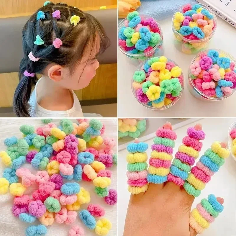 

Children's Elastic Hair Bands 100Pcs/set of Candy Colored Girls' Rubber Bands Cute Children's Hair Accessories Baby Hair Band