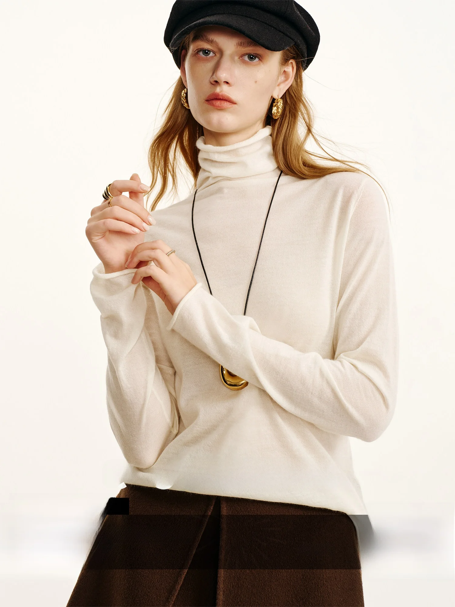 

Вязаная термофутболка CA Camere для женщин: зимняя, свободного кроя, с длинным рукавом, с эффектом похудения, простая, для ношения под одеждой