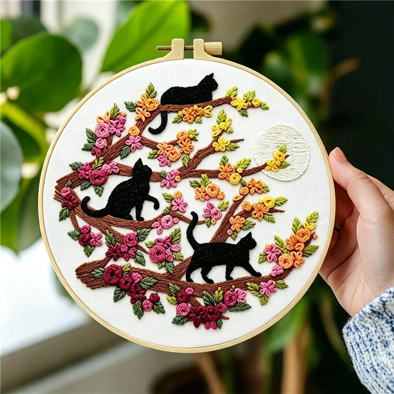 DIY Hand Embroidery Kit for Beginners With Pattern Fabric Thread Hoop Handmade Art Craft Home Decor Gift