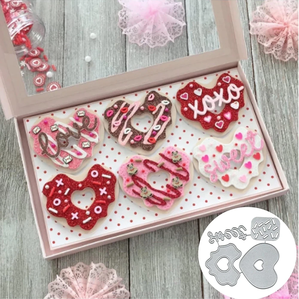 

Heart shaped donut Metal cutting die cutting DIY Craft templates Clipbook Cutting mold Embossed card Making decorative paper