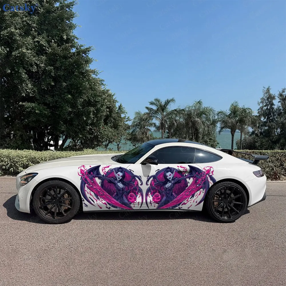 2pcs Assassin Devil Splash Decal, Durable, Fade-Resistant, Enhance Your Vehicles Aesthetic With Bold Art Design Car Vinyl Wrap