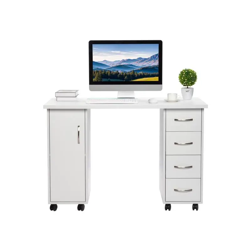 White Manicure Nail Table with Drawer for Home or Salon Use - Stylish & Functional Design for Nail Art & Beauty Treatment