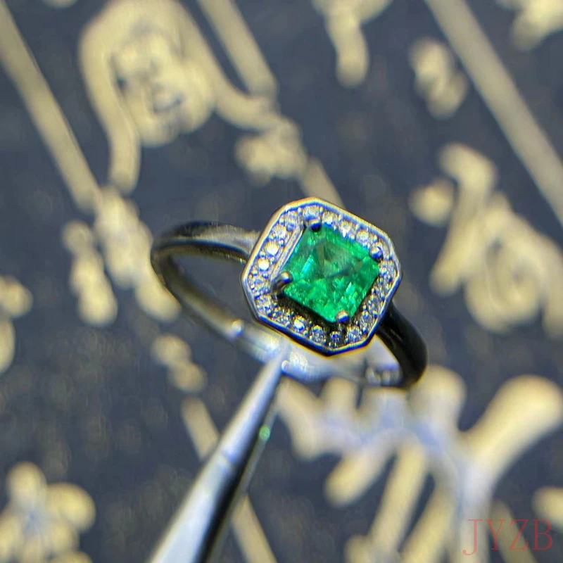 

Jewelry Classic natural natural Emerald Wedding ring 5mm*5mm natural emerald Ring 925 silver Emerald Jewelry lady gift