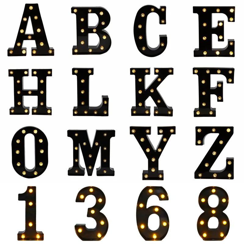 22cm Letters Led Light Black Alphabet Letter Number Night Light Christmas Decoration Supplies Room Home Decorations Accessories