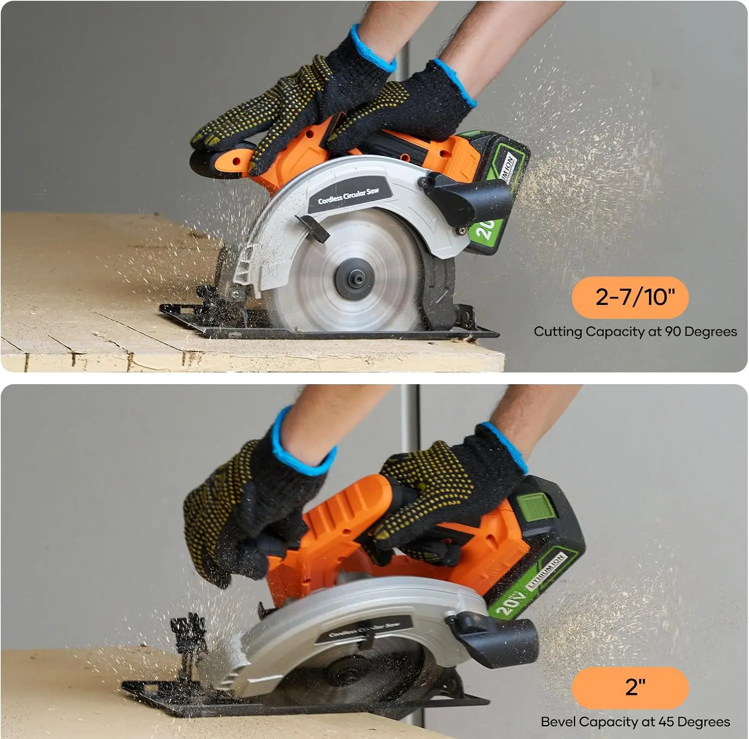 منشار دائري لاسلكي 20 فولت 7-1/4 بوصة، محرك بدون فرش يعمل بالبطارية 4.0 أمبير في الساعة، أقصى عمق القطع 2-7/10 بوصة (90 ° ) ، شعبية جديدة