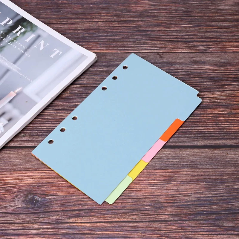 10 ชุด A6 เรื่องแบ่งกระดาษแผ่น,เจาะแฟ้มการ์ดแบ่ง,แท็บ Index Divider สําหรับโน๊ตบุ๊คใส่ Planner