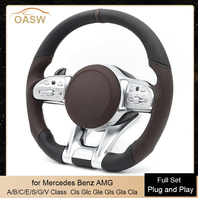

OEM Brown Leather Car Steering Wheel Assembly for Mercedes Benz AMG C63 E63 E300 A C E Class W177 W203 W205 W204 W212 W213 W222