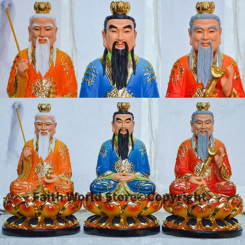 A set 3PCS # HOME Temple Shrine TOP efficacious protection Gold plating Taoism worship gods San Qing Dao Zun FENG SHUI statue