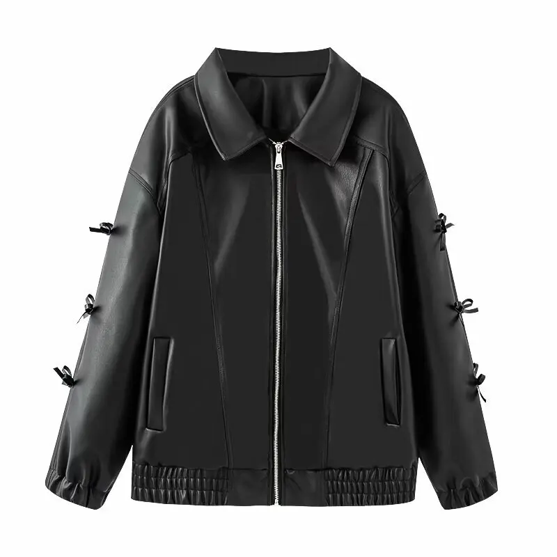 Primavera 2025 Cappotto da donna in pelle con nodo Faion Piccolo autunno inverno High-End Feel Or Capispalla