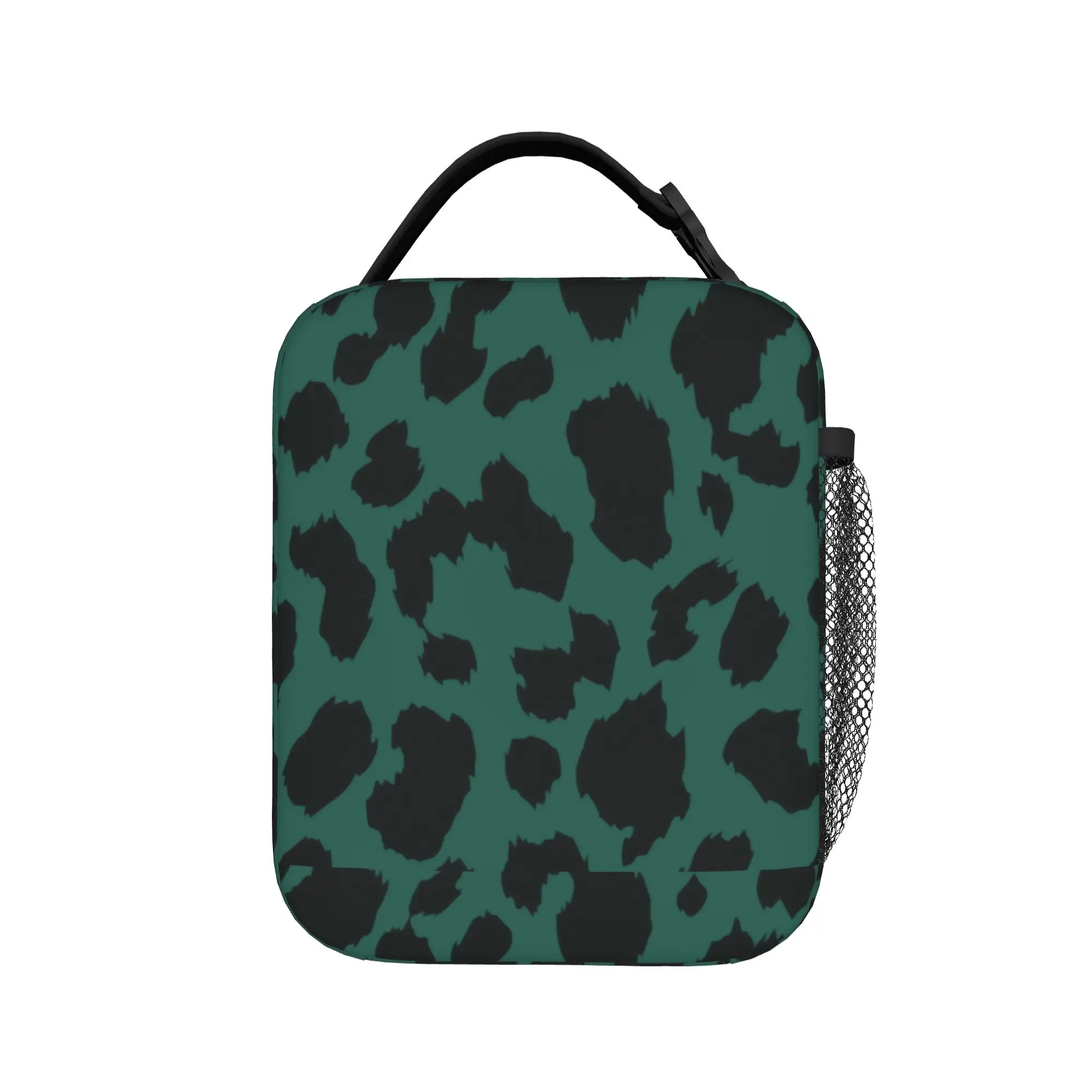 Green Leopard Thermal Insulated Lunch Bag for School Geometric Simple Portable Bento Box Thermal Cooler Lunch Box