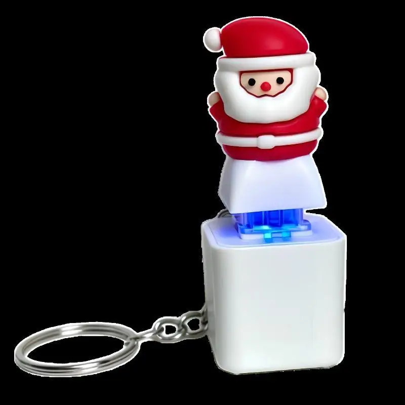 Weihnachts-Weihnachtsmann-Schlüsselanhänger mit Licht und Ton zur Stresslinderung, Niedlicher Leuchtender Stimmen-Schlüsselring, Kreatives Fidget-Spielzeug für Weihnachtsgeschenke – Detail 5