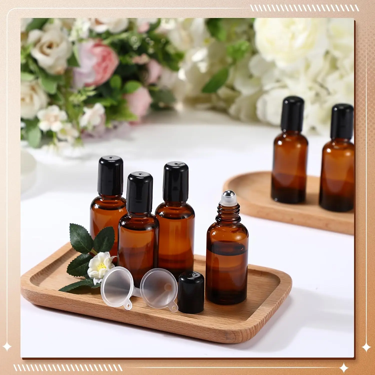5/10/15/20/30/50/100ML Amber Roller Bottle Glass Refillable Essential Oil Perfume Bottles Roll on Vials Empty Sample Containers