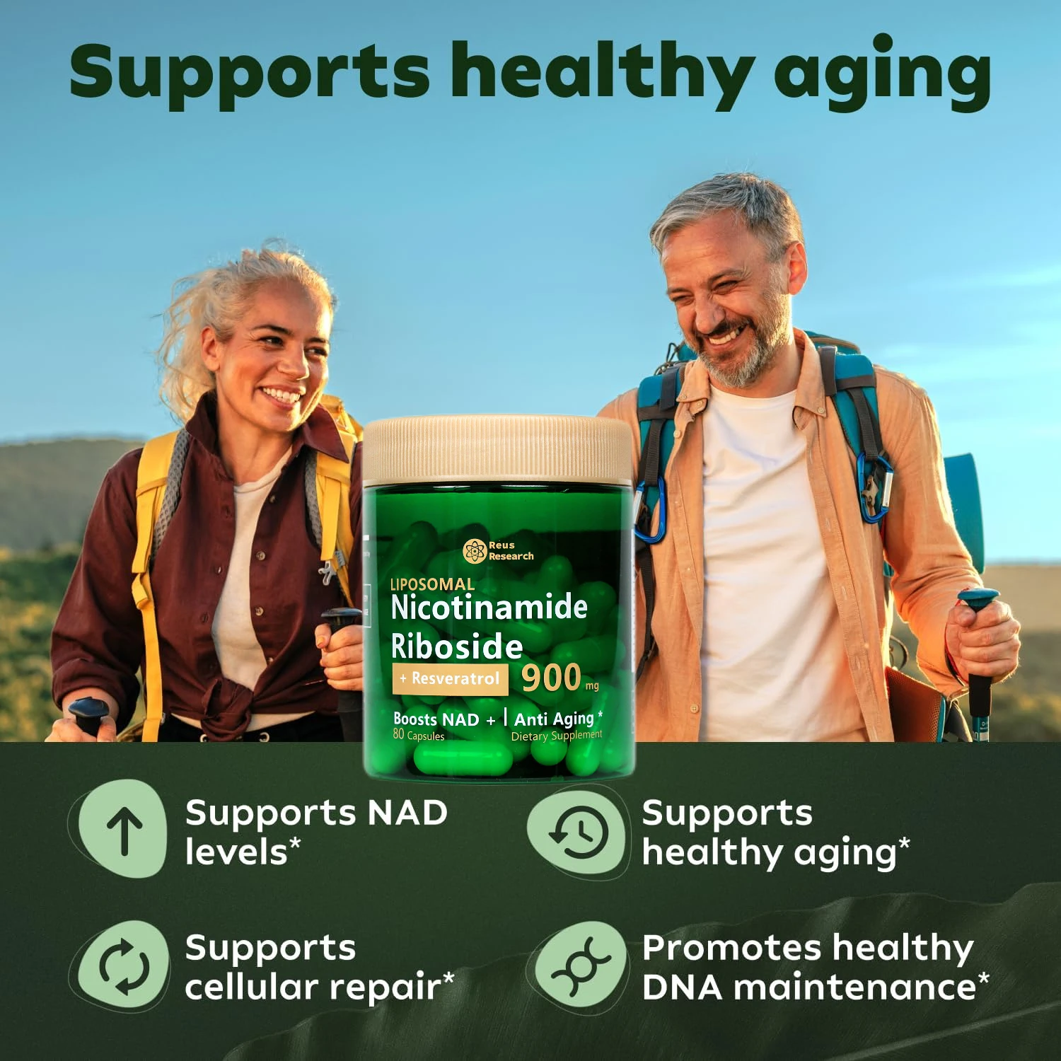NAD+ Research NMN Supplement Alternative - Liposomal Nicotinamide Riboside- High Purity NAD Supplement for Anti-Aging, Energy