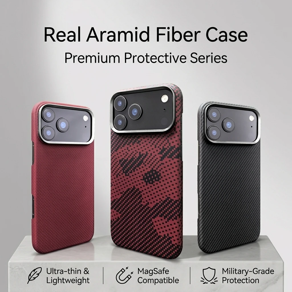 MagSafe Compatible Aramid Fiber Case for iPhone 17/17 Pro/17 Pro Max Ultra Thin 600D Carbon Texture Matte Slim Shockproof Cover