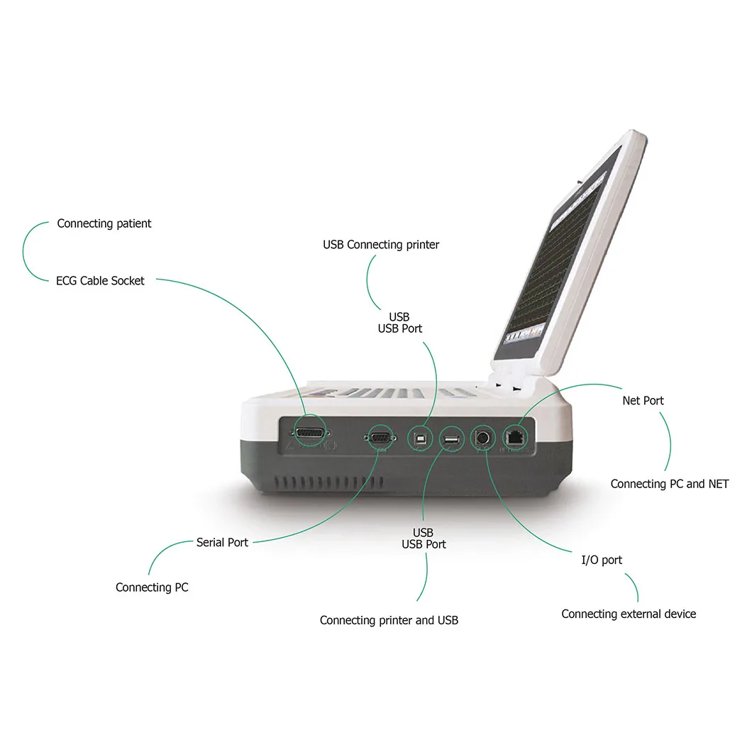 High Quality Portable Laptop 12 Channel 12.1-inch Folding True-color LCDTouch  Screen Digital ECG EKG Machine