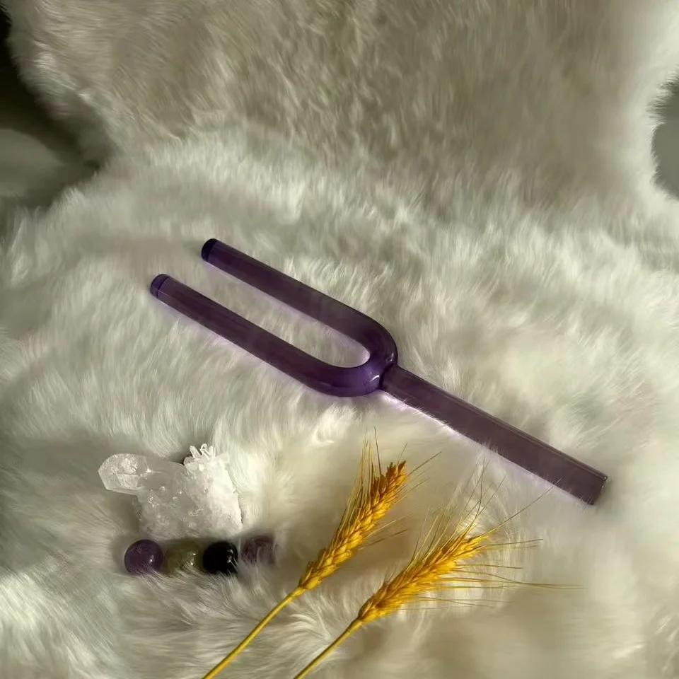 Hooqu Dia.10mm-20mm لون الكوارتز الكريستال ضبط الشوكة لشفاء الصوت شقرا التأمل ضبط الشوكة المنتجات